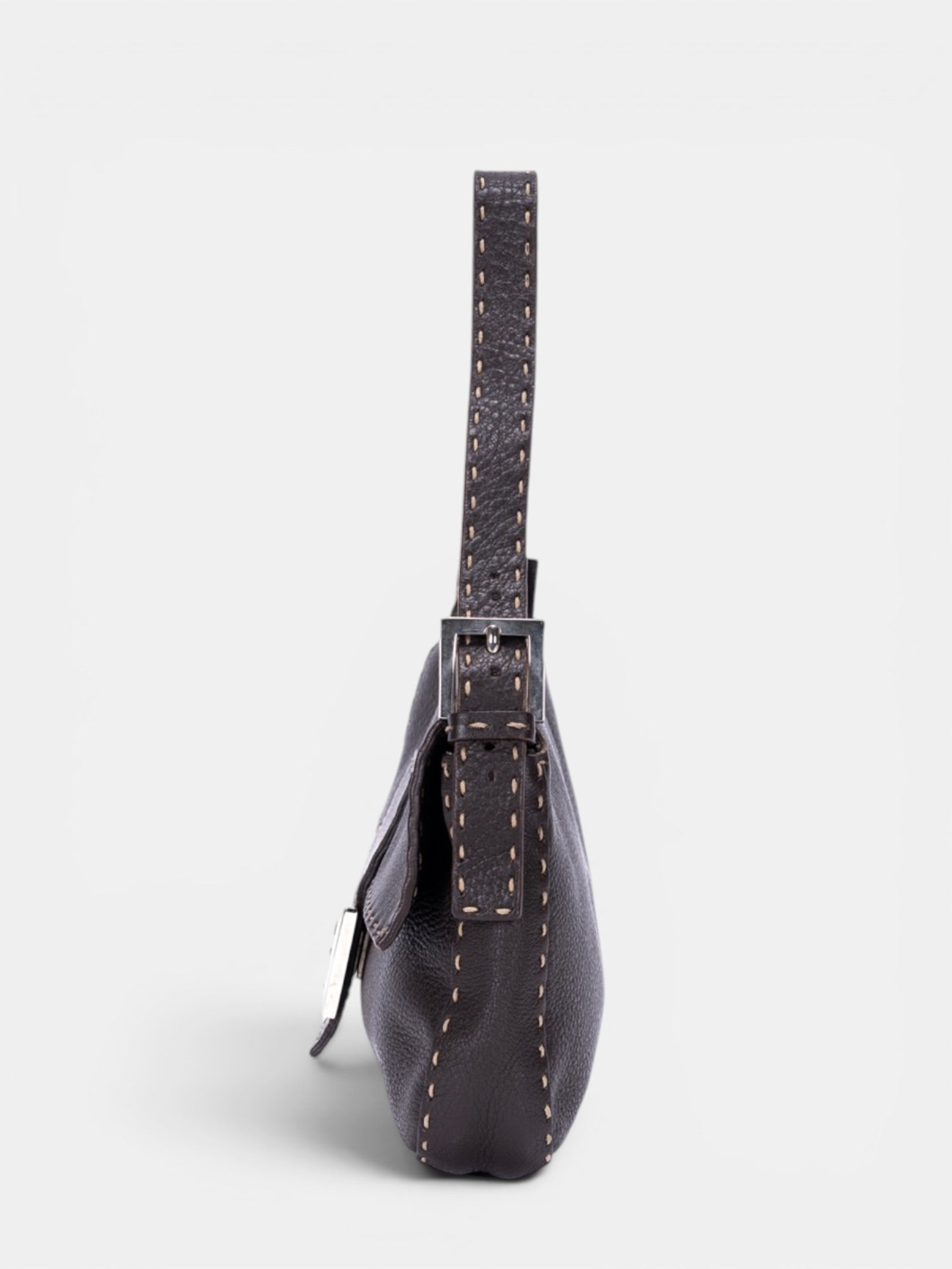 Fendi Selleria Baguette Medium Bag In Dark Brown