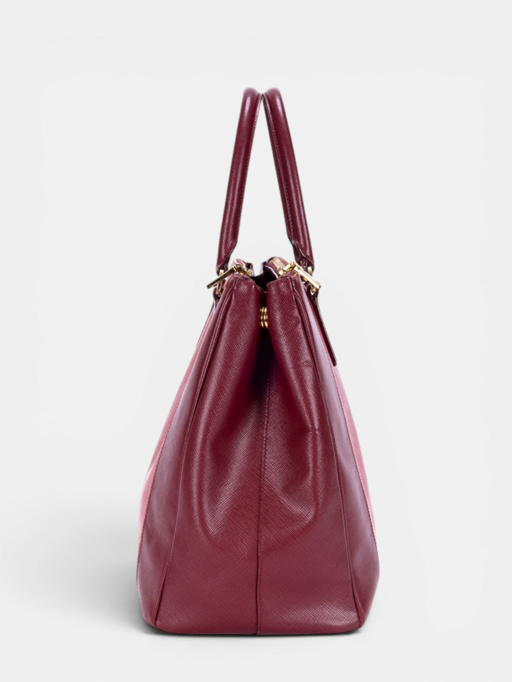 Prada Saffiano Lux Tote In Bi-Color Red & Burgundy