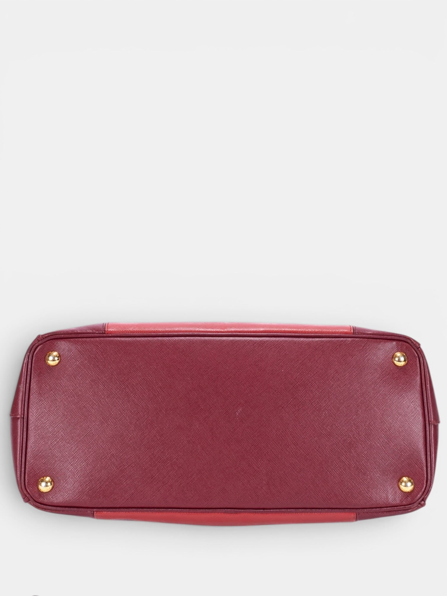 Prada Saffiano Lux Tote In Bi-Color Red & Burgundy