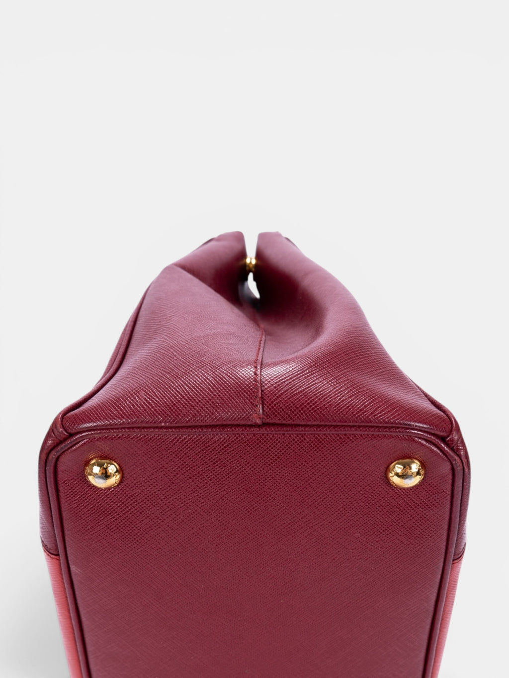 Prada Saffiano Lux Tote In Bi-Color Red & Burgundy