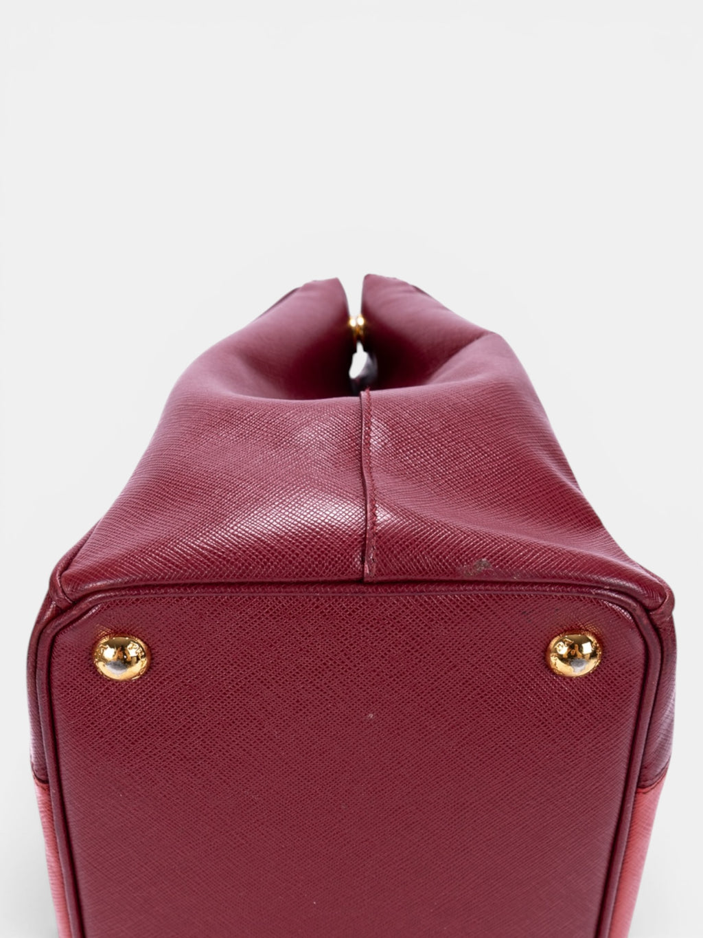 Prada Saffiano Lux Tote In Bi-Color Red & Burgundy