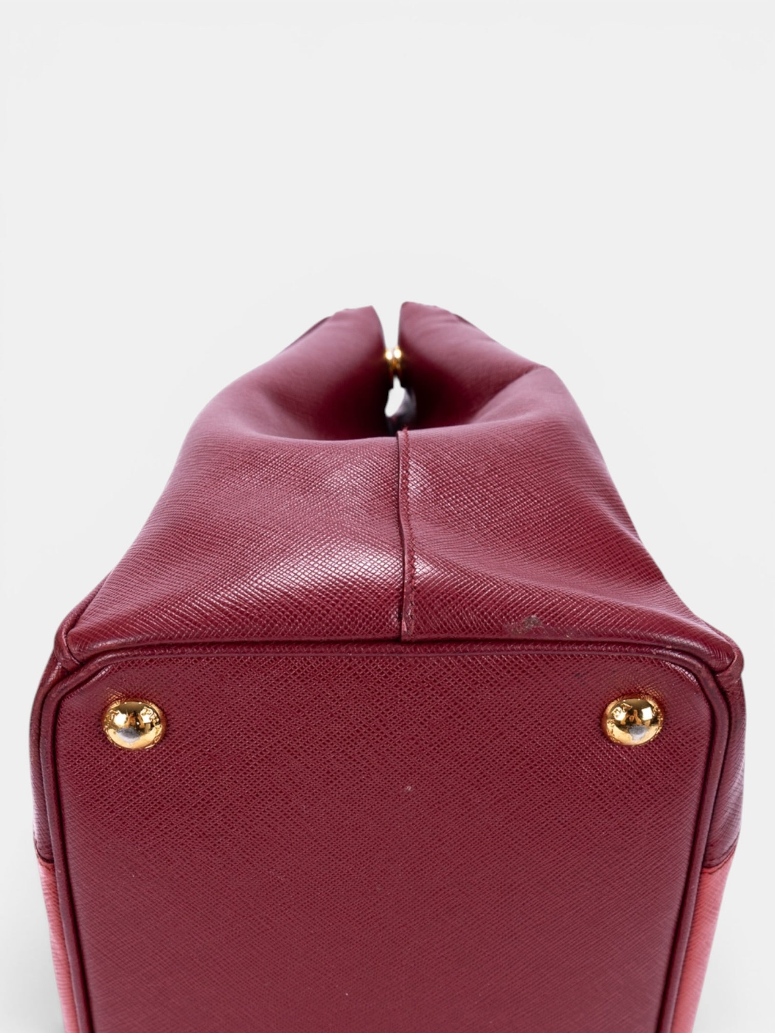 Prada Saffiano Lux Tote In Bi-Color Red & Burgundy