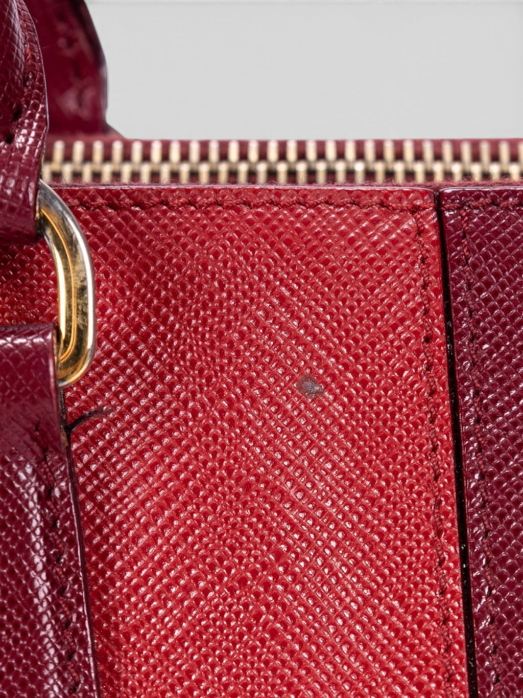 Prada Saffiano Lux Tote In Bi-Color Red & Burgundy