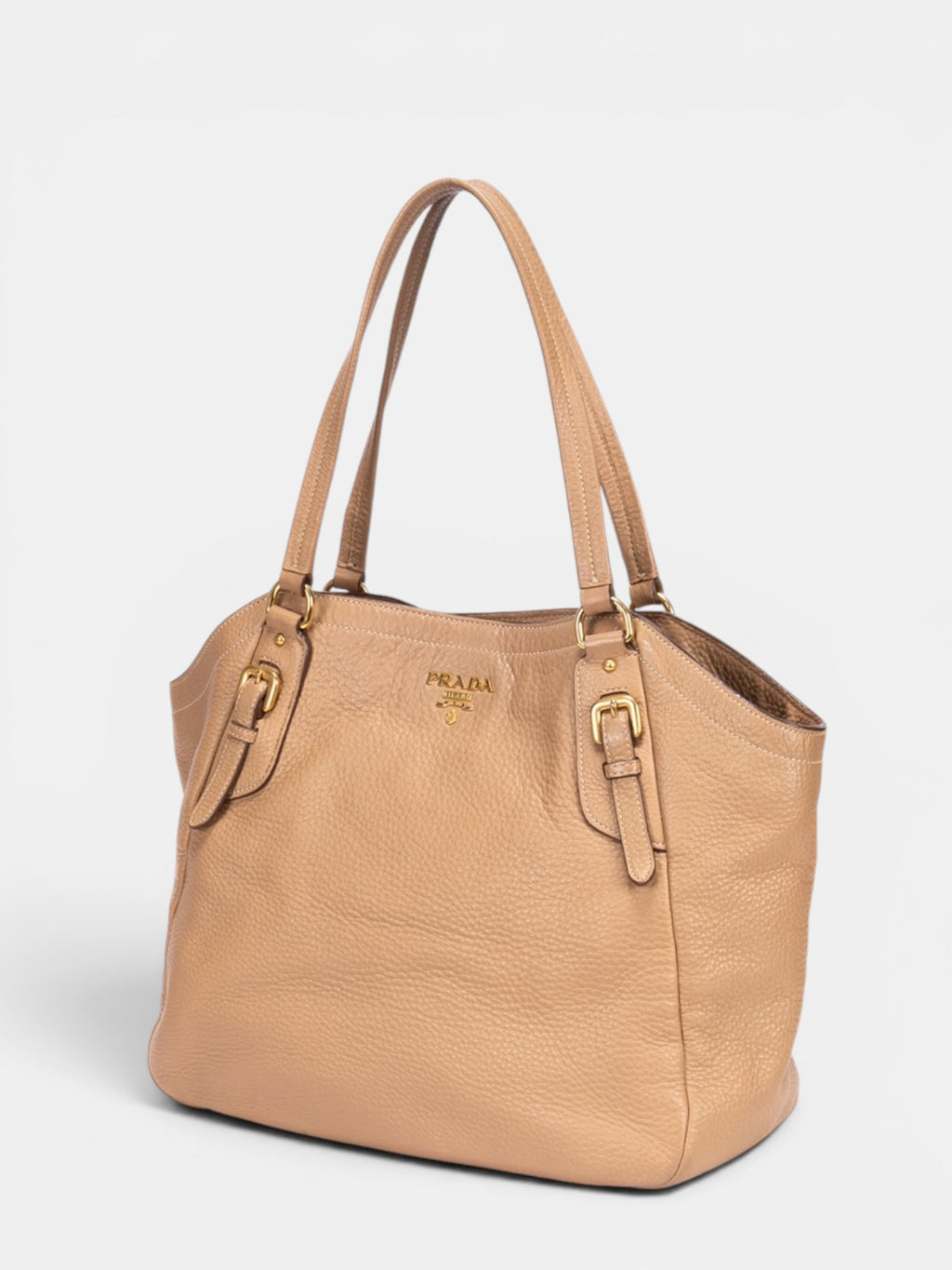 Prada Vitello Daino Shoulder Bag In Beige