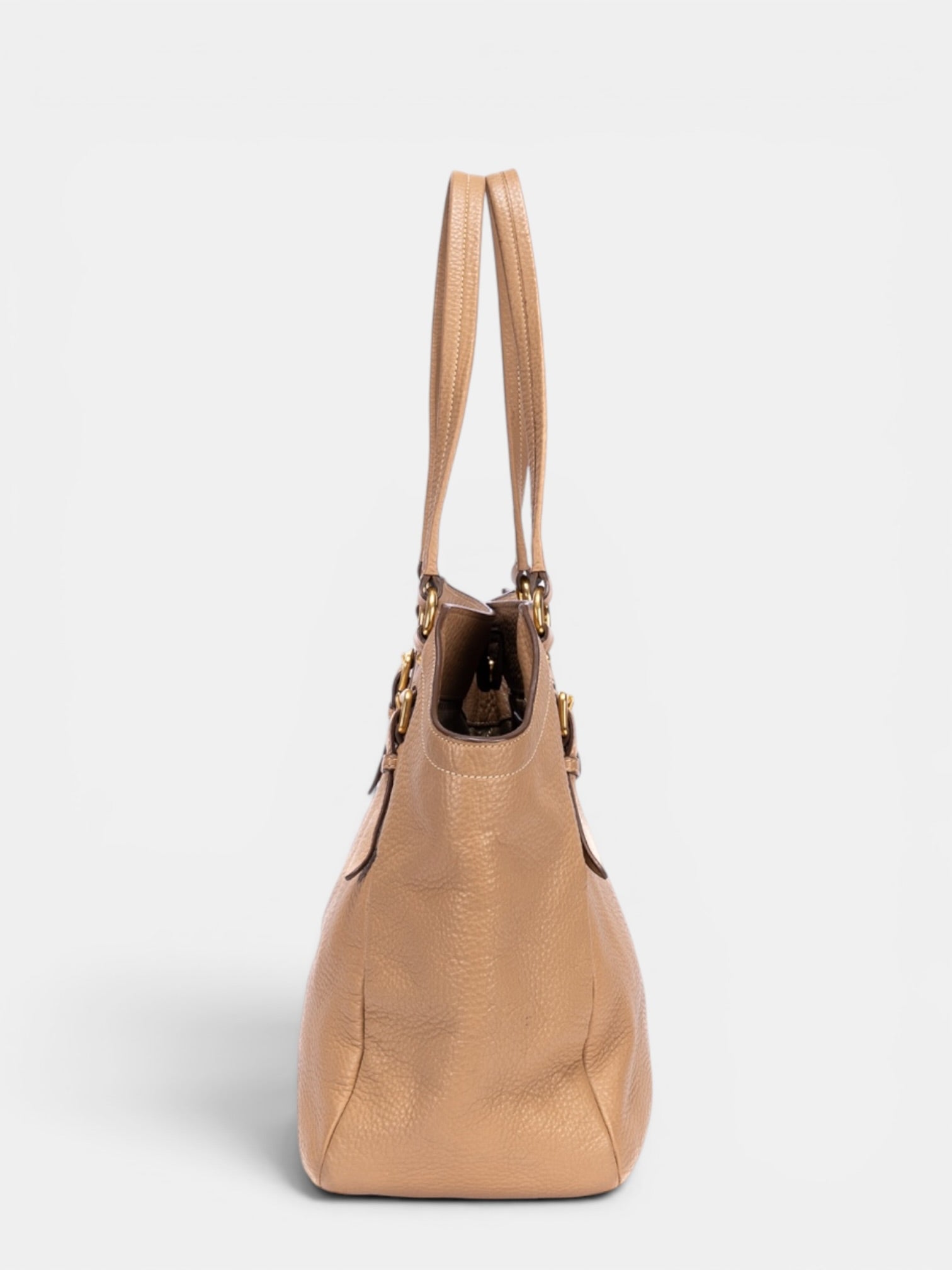 Prada Vitello Daino Shoulder Bag In Beige