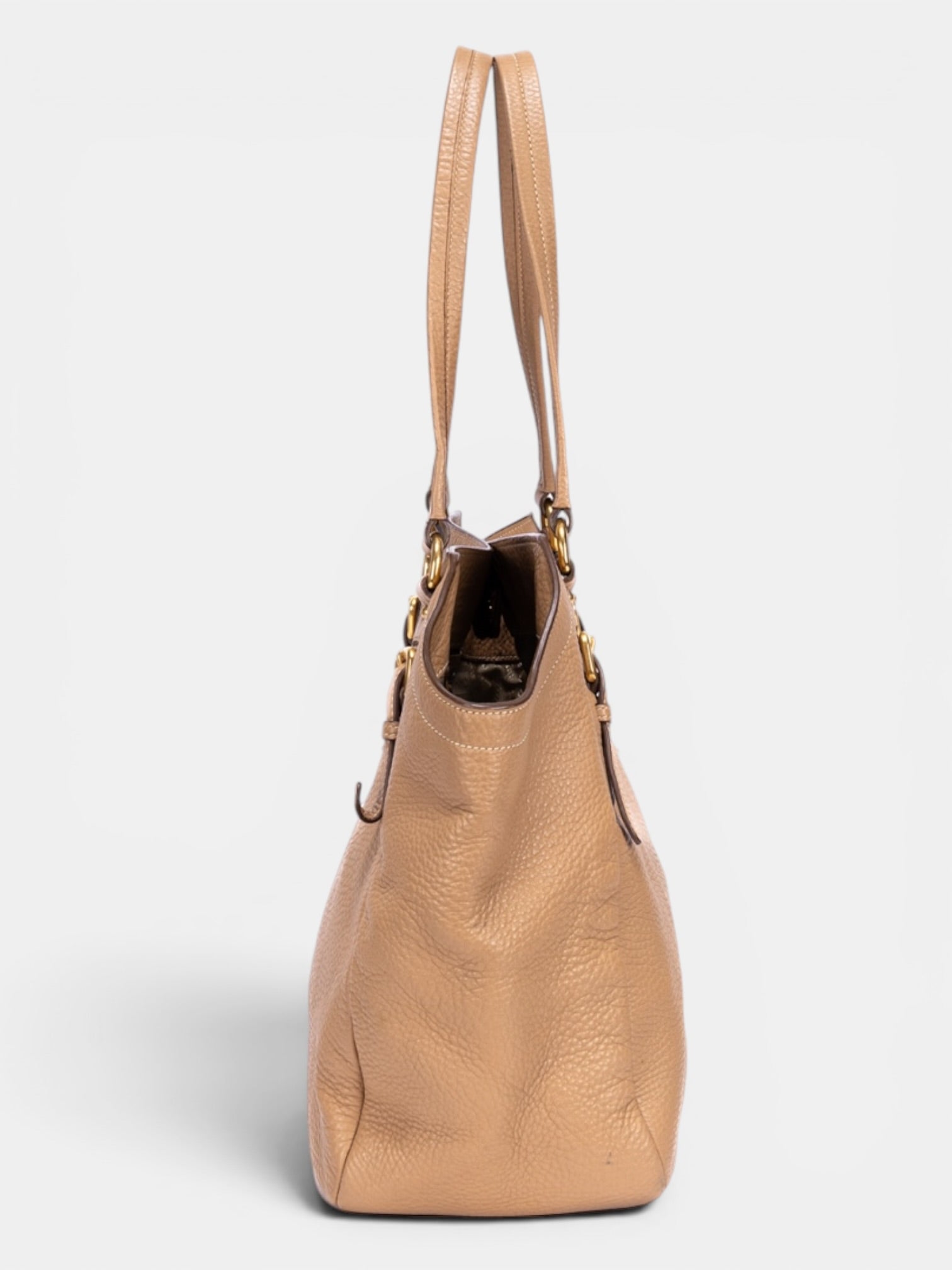 Prada Vitello Daino Shoulder Bag In Beige