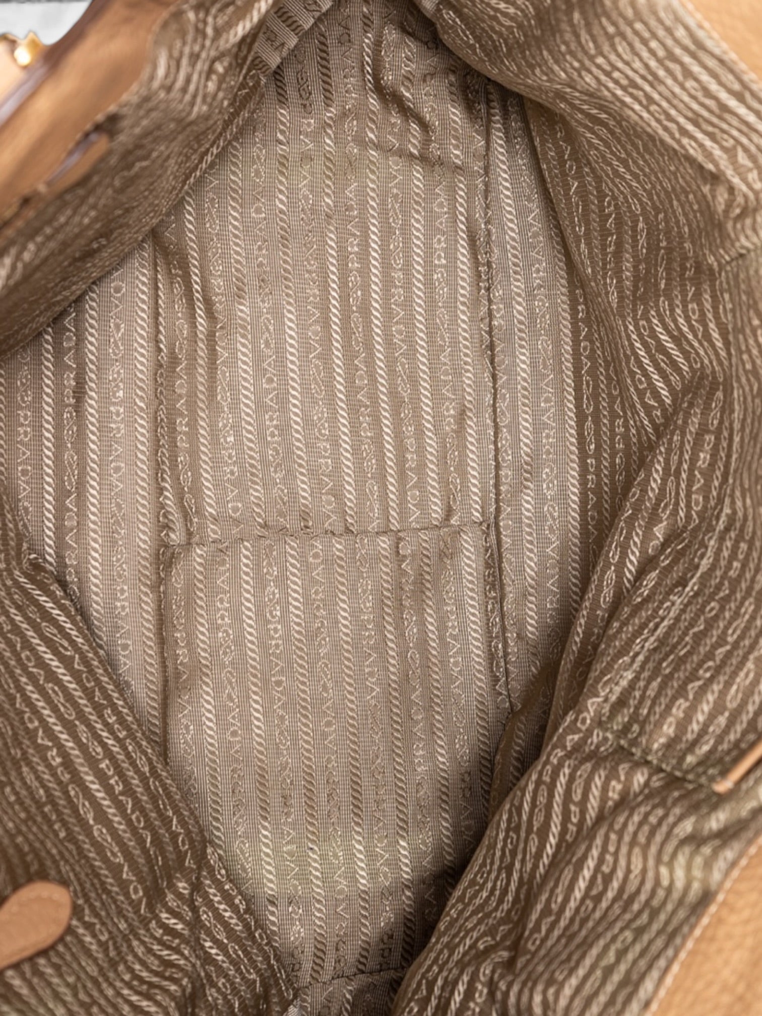 Prada Vitello Daino Shoulder Bag In Beige