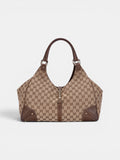 Gucci Canvas Bardot Shoulder Bag in brown