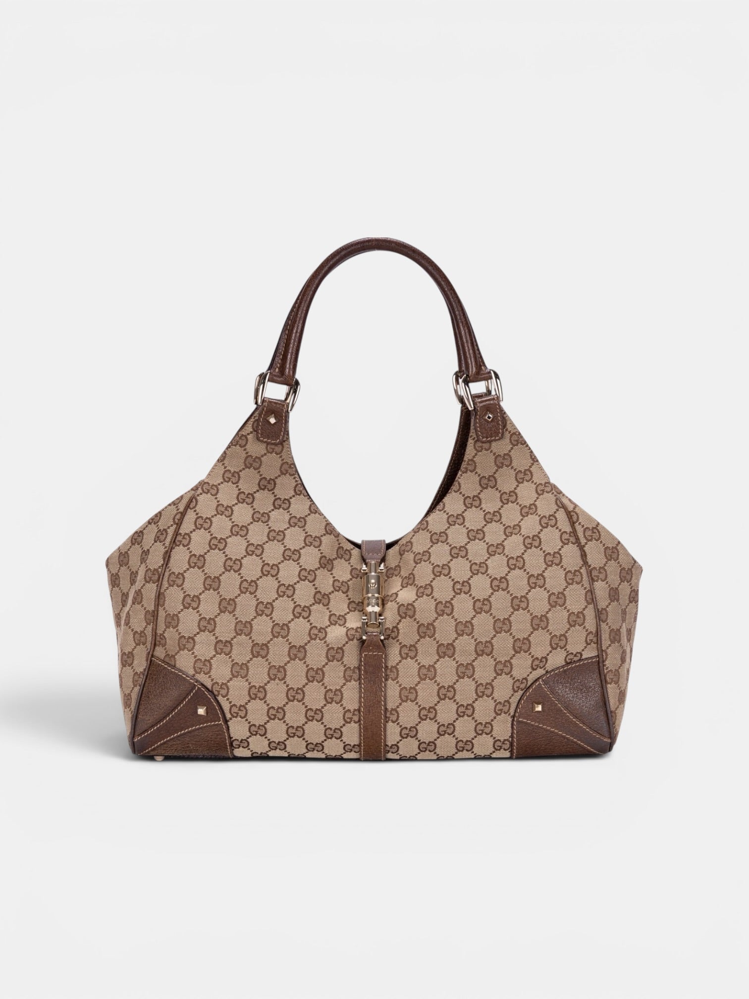 Gucci Canvas Bardot Shoulder Bag in brown