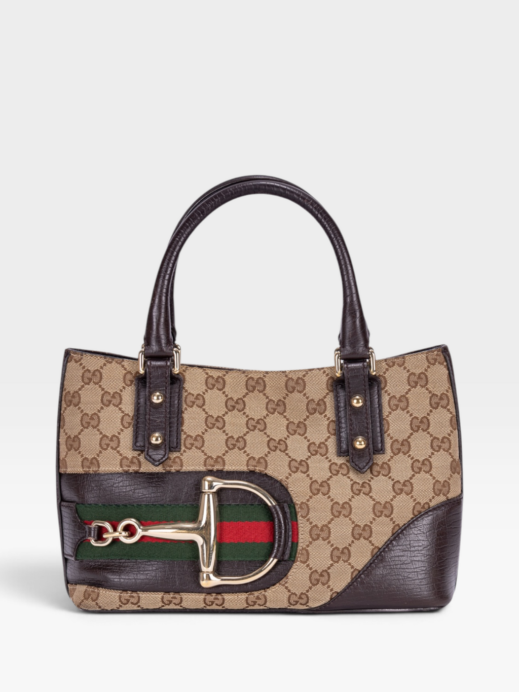 Gucci GG Canvas Sherry Horsebit Handbag In Brown