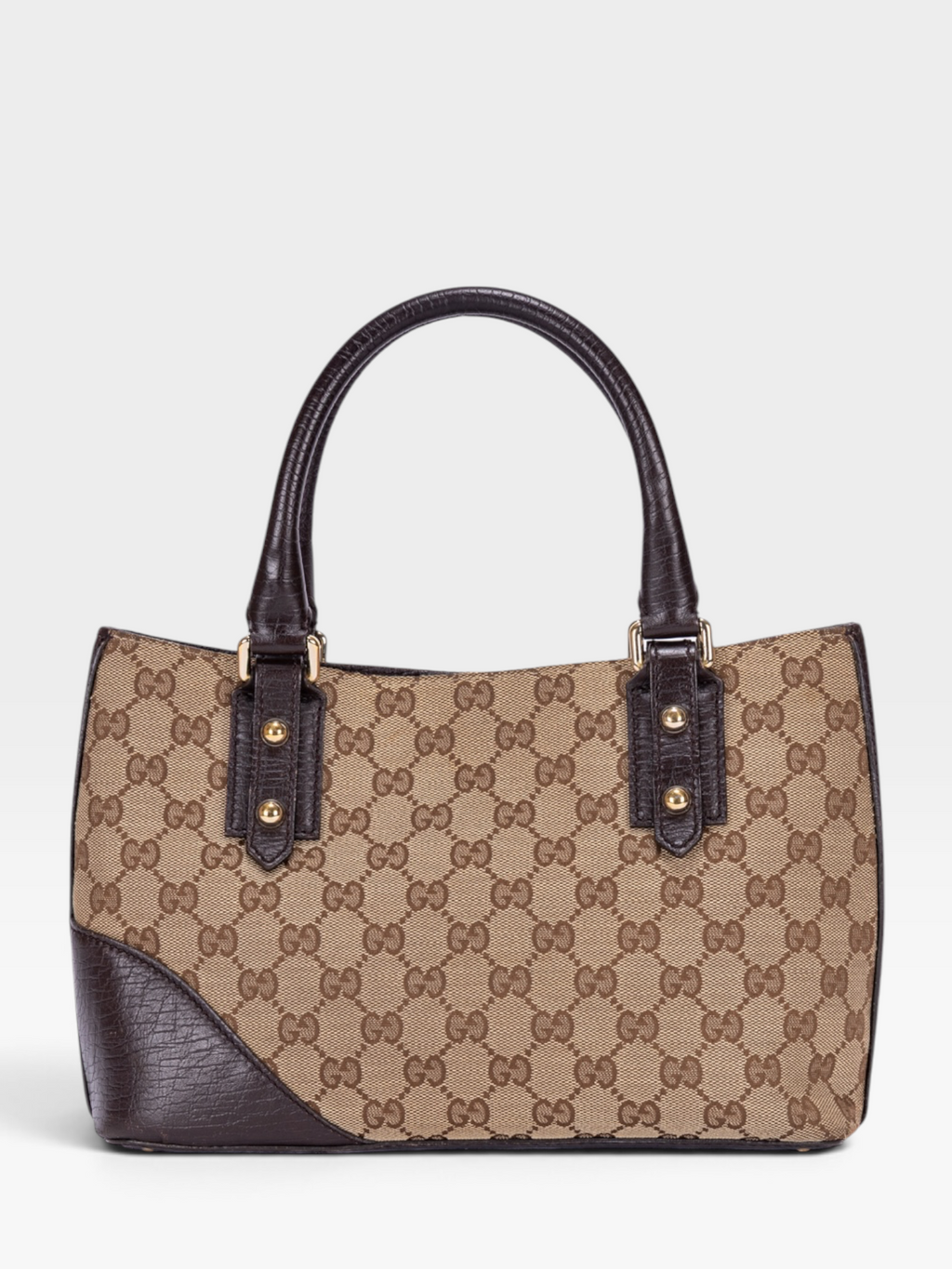 Gucci GG Canvas Sherry Horsebit Handbag In Brown