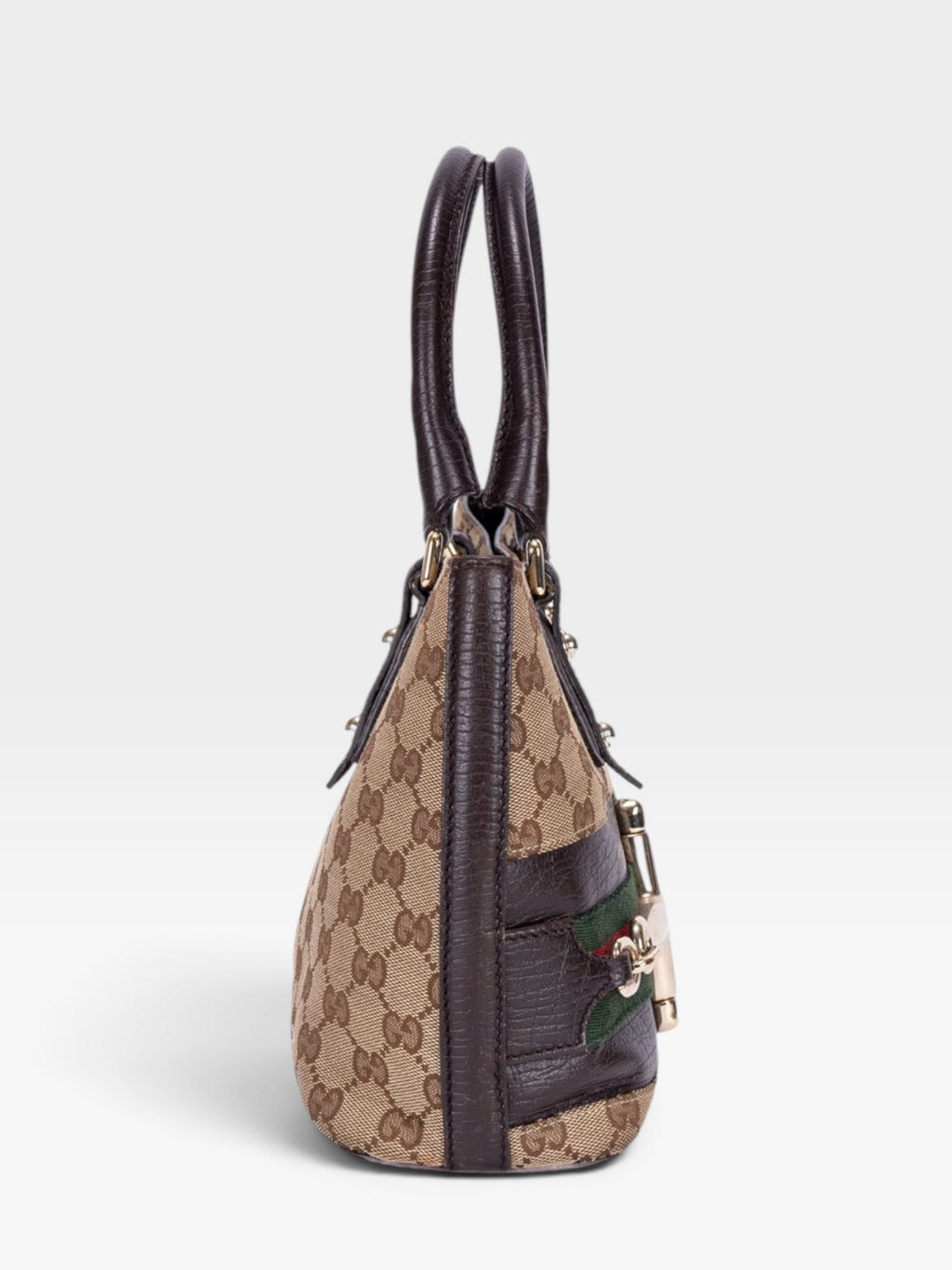 Gucci GG Canvas Sherry Horsebit Handbag In Brown