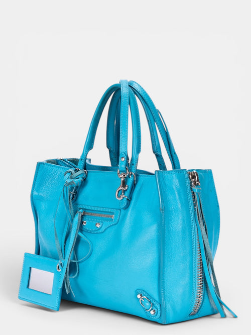 Balenciaga Papier A6 Zip Around Tote Bag In Blue