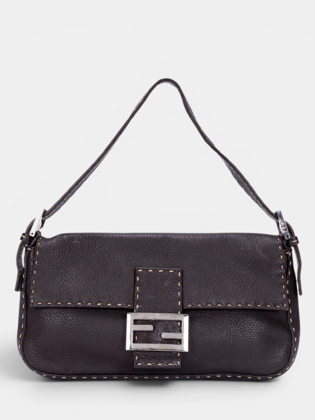 Fendi Selleria Baguette Medium Bag In Dark Brown