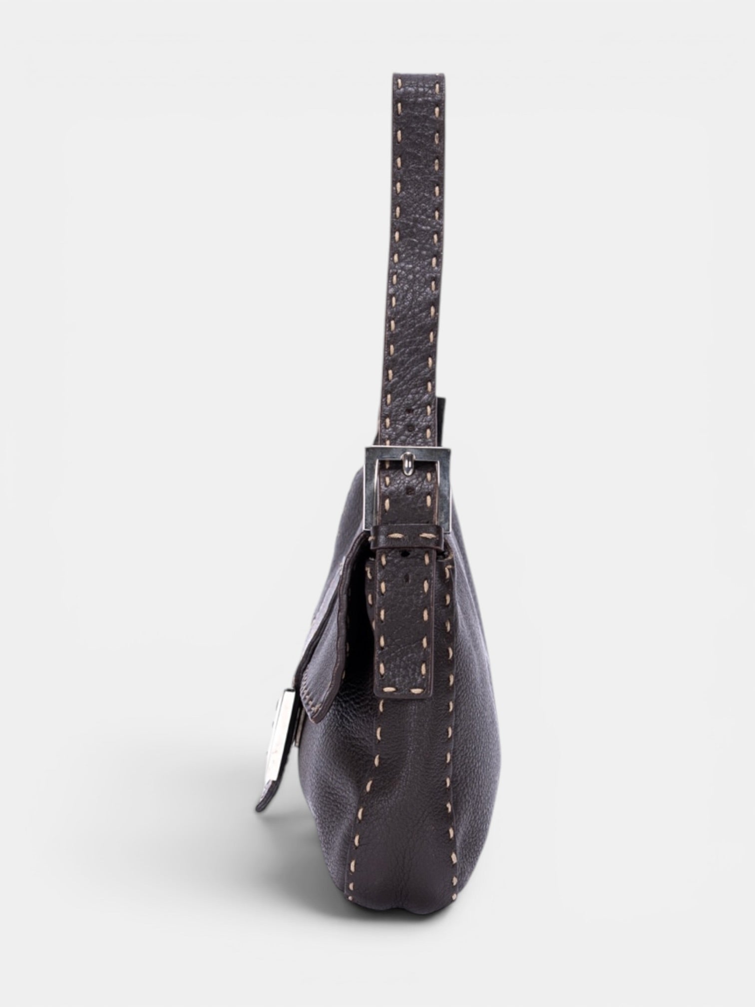 Fendi Selleria Baguette Medium Bag In Dark Brown
